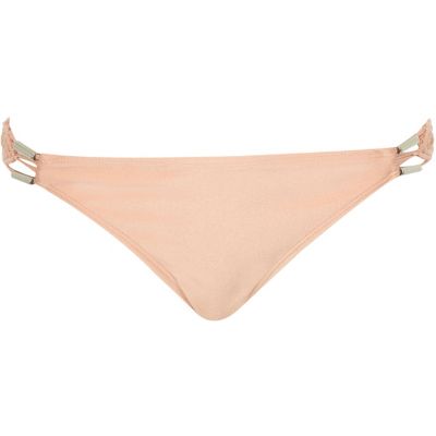Light pink crochet side bikini bottoms